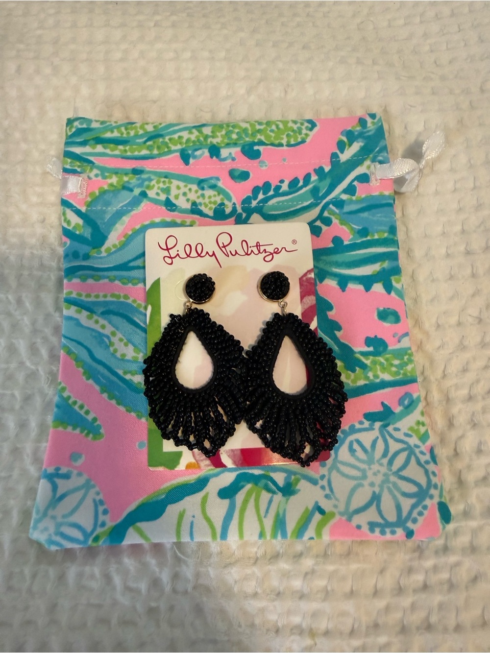 Lilly Pulitzer Black Beaded Stud Earrings